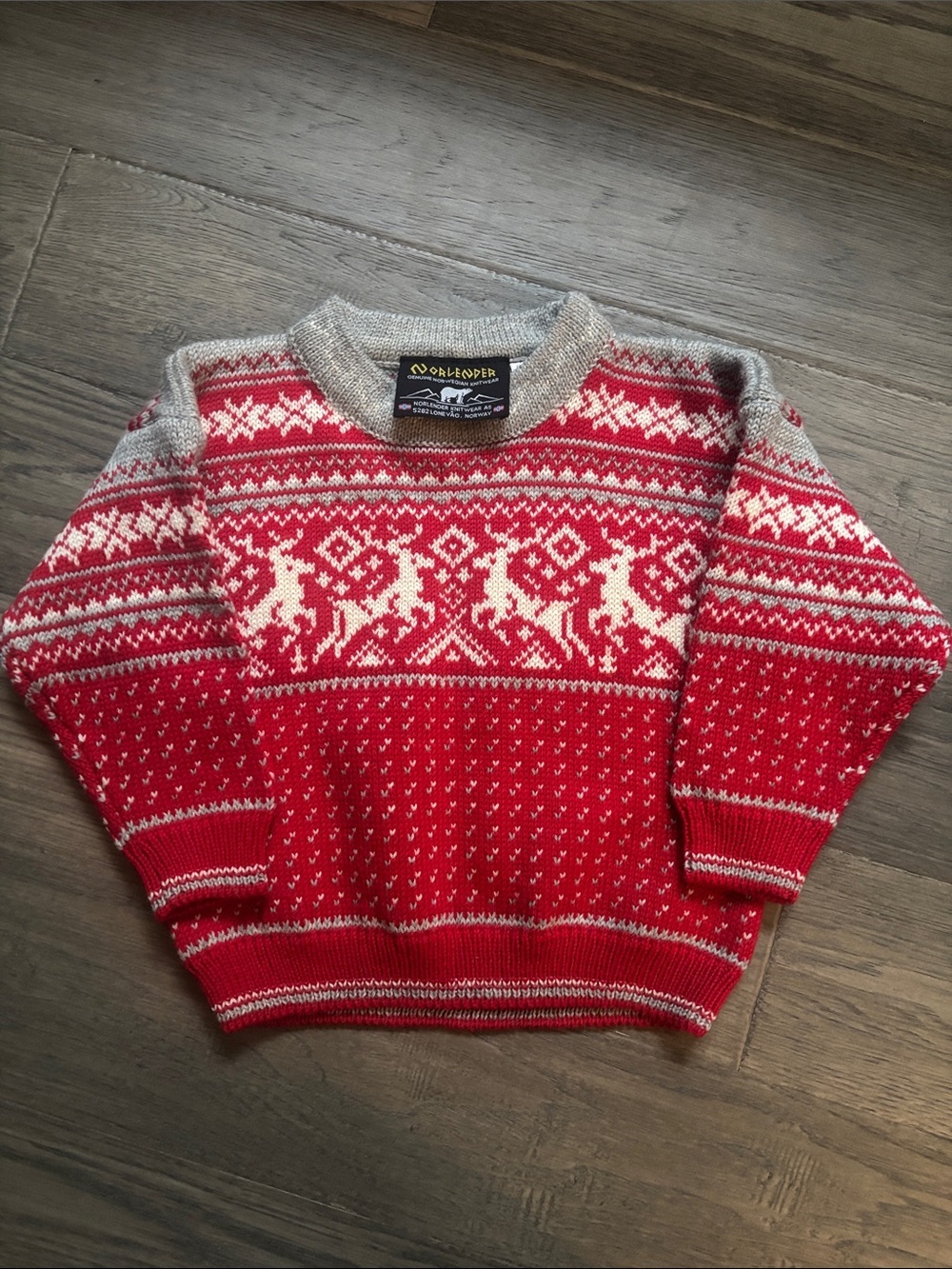 Norlender | Nordic Red Reindeer 100% Pure New Wool Sweater Fair Isle Size 3